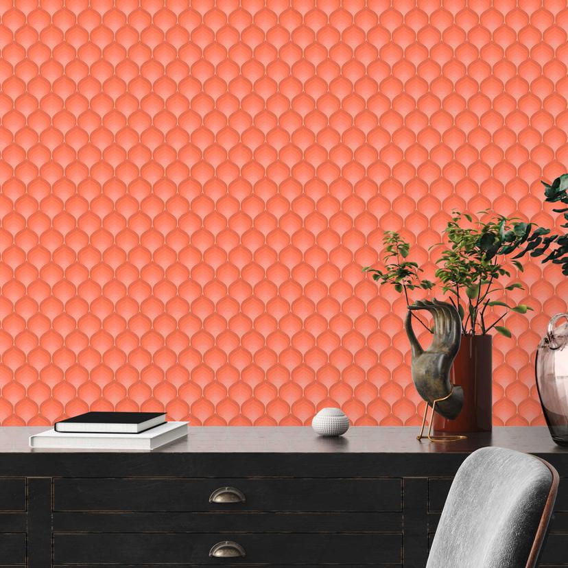 Abstrakt vintage tapet rød orange - retro ikke-vævet tapet grafik - mønster tapet