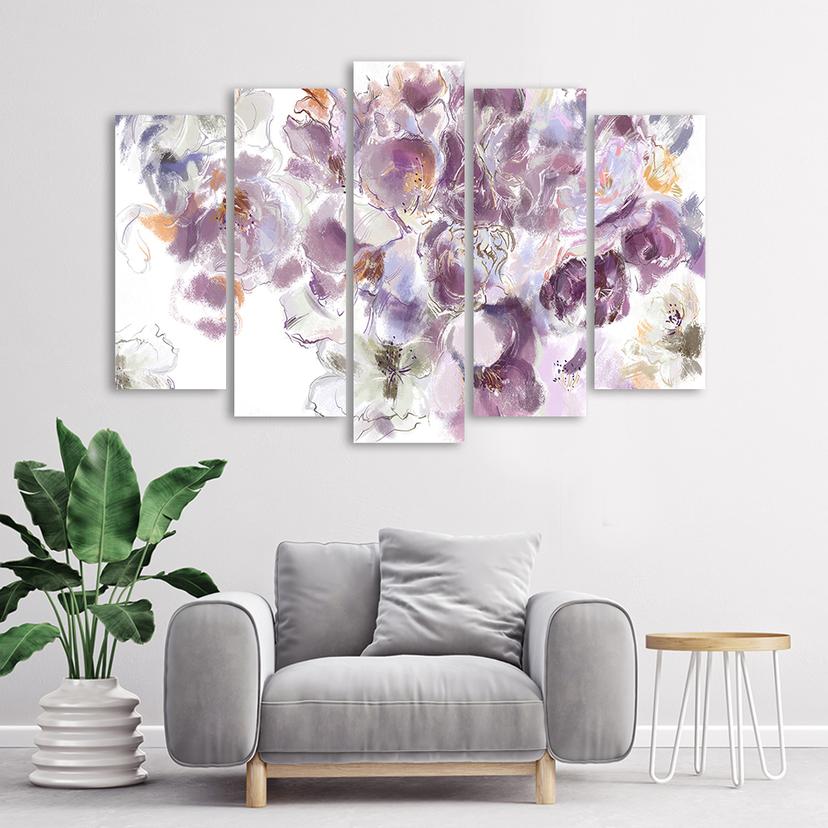 Stampa su tela 5 pezzi, fiore di iris