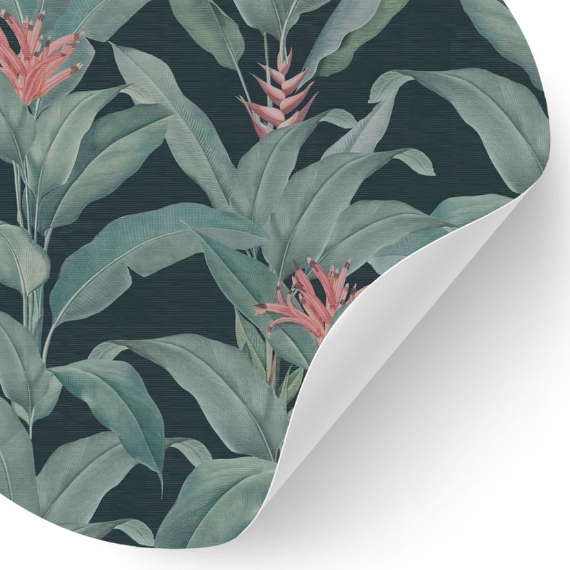 Wallsticker Urban Jungle Tropical Leaves Green - Blomstrande dekor - Rund