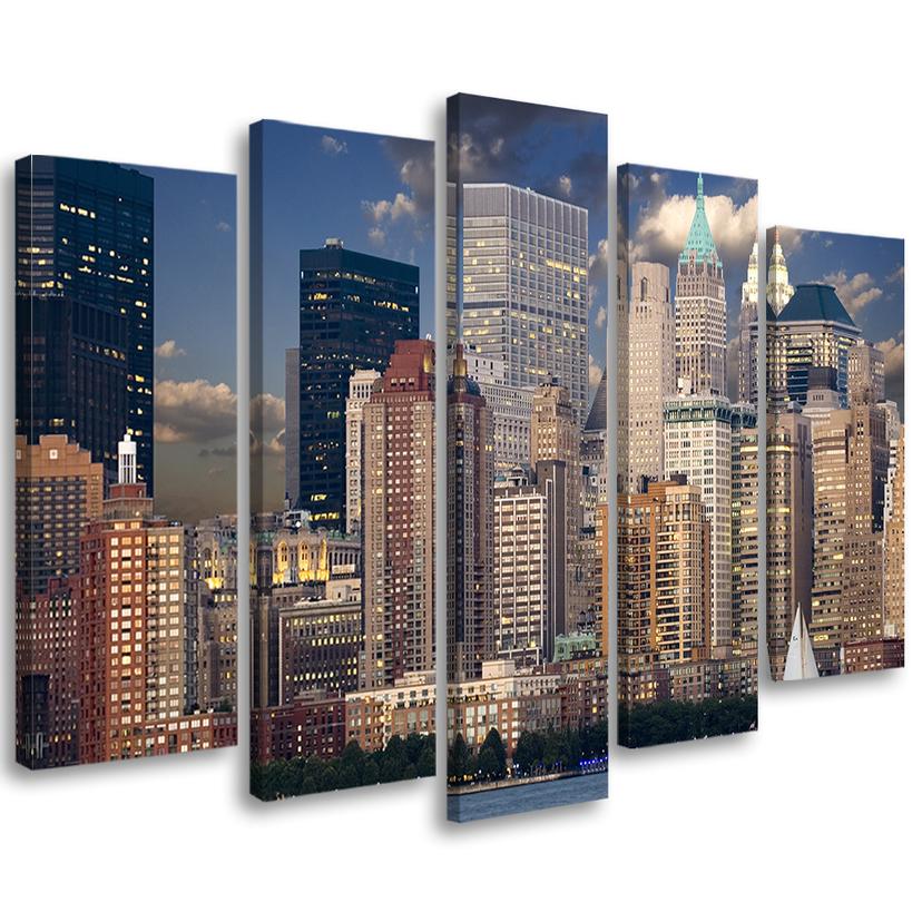 5 stykke lærredstryk, New York Manhattan City