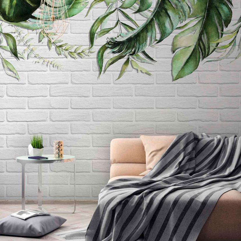 WatercolorLea2 plantetapet i grågrøn - non-woven tapet Designwalls 2 - 2,55 x 3,5 m