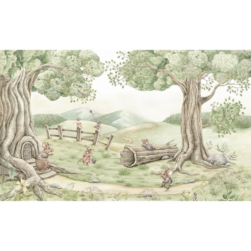 Fototapet för barnrum Familjemus i skogen - Kikki Belle