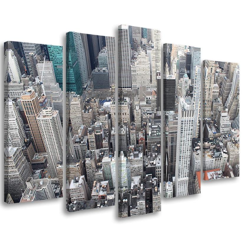 5 stykke lærredstryk, New York City skyskrabere