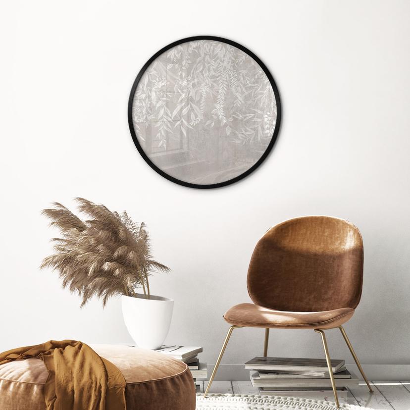 Poster Elegante Weidenzweige in Beige - Ms Tiff - Rund