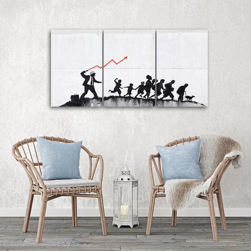 Stampa su tela 3 pezzi, pittura murale Banksy Graffiti