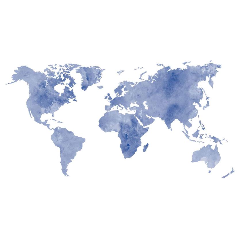 Adesivo - mappamondo BLU in stile acquarellolu)
