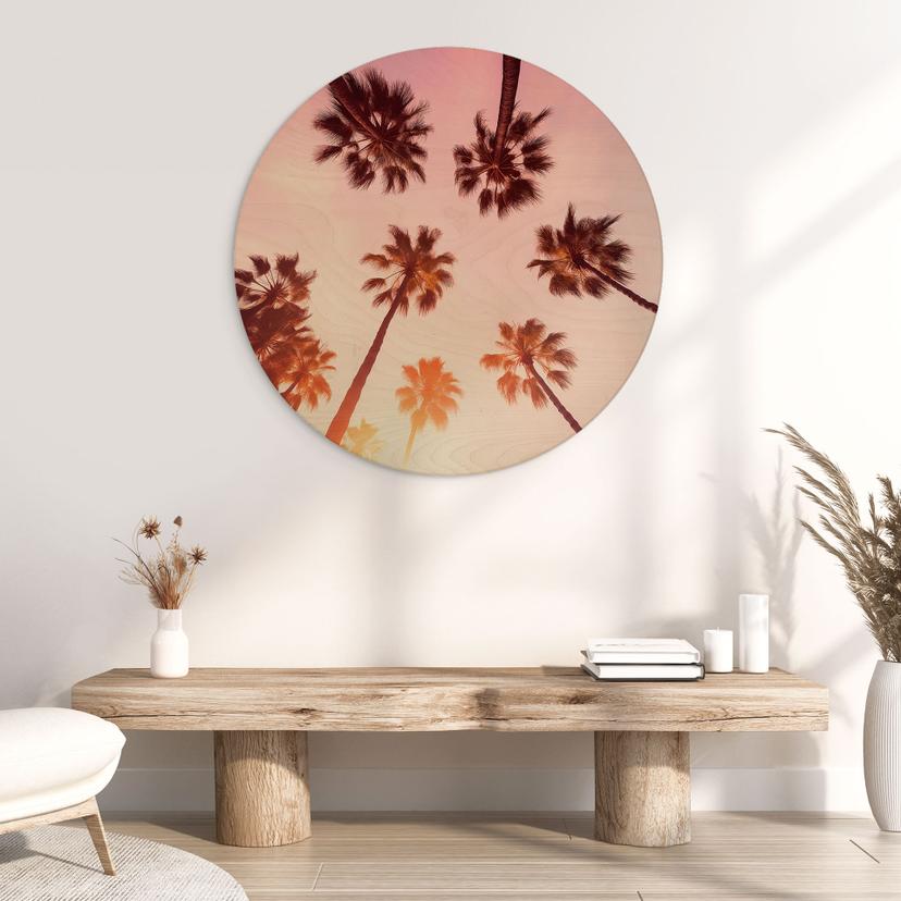 Stampa su legno California Dreaming con vista sulle palme - Hugonnard - Tondo