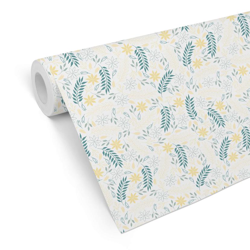 Papier peint à motifs Dans le champ de blé jaune, vert