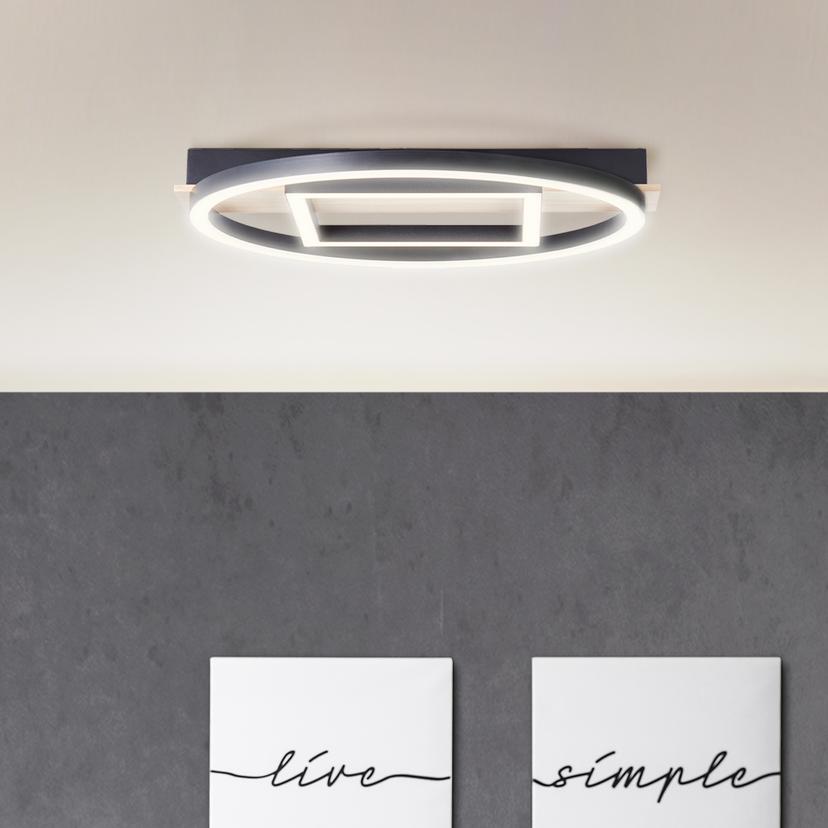Deckenleuchte Leopold, braun, 5,5 x 39 cm, Holz Moderne LED-Deckenleuchte, dimmbar