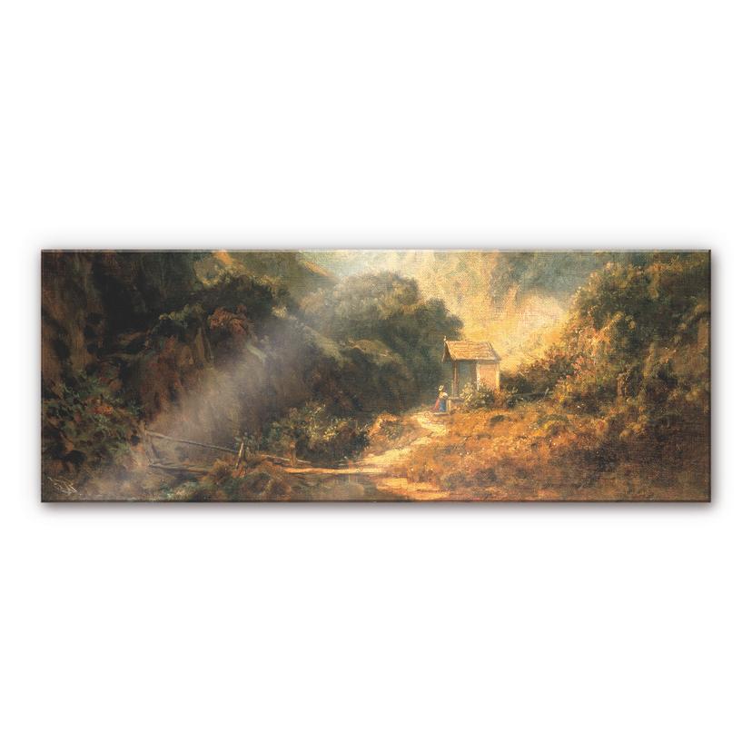 Akrylbillede Spitzweg - Klippedal med kapel - Panorama