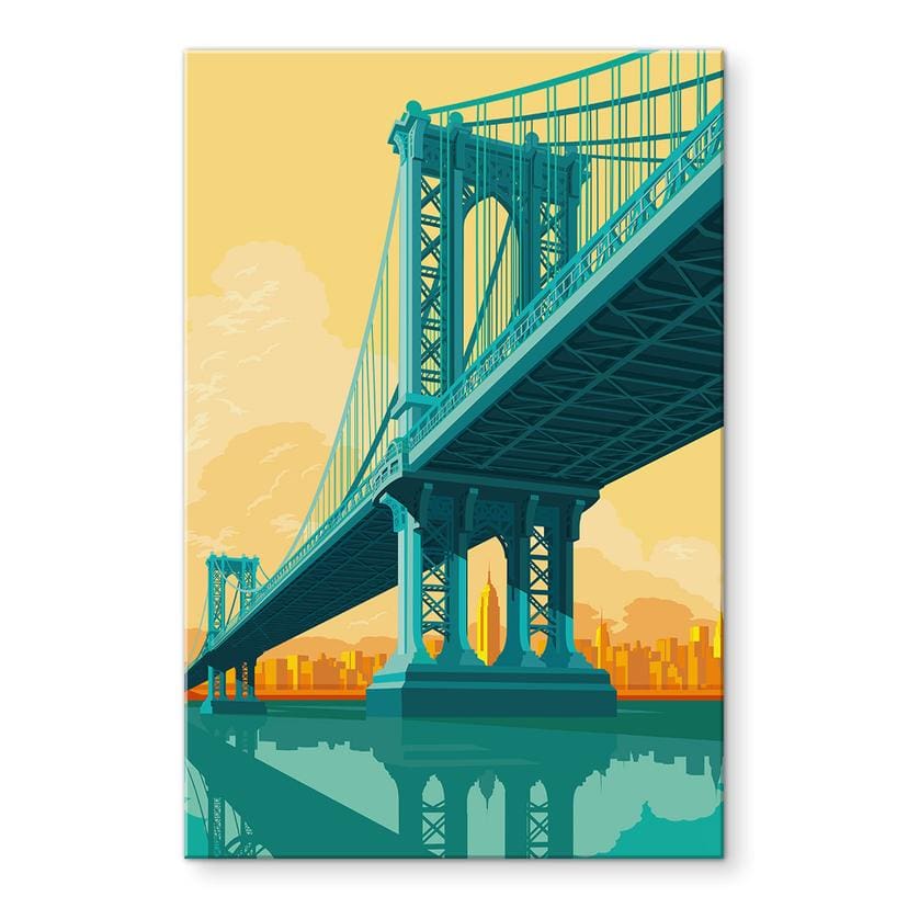 Akrylbillede byudsigt gennem Manhattan Bridge - Heemskerk