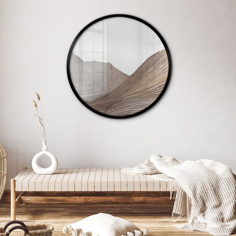 Poster med minimalistisk bergsskiss - Alma - Rund