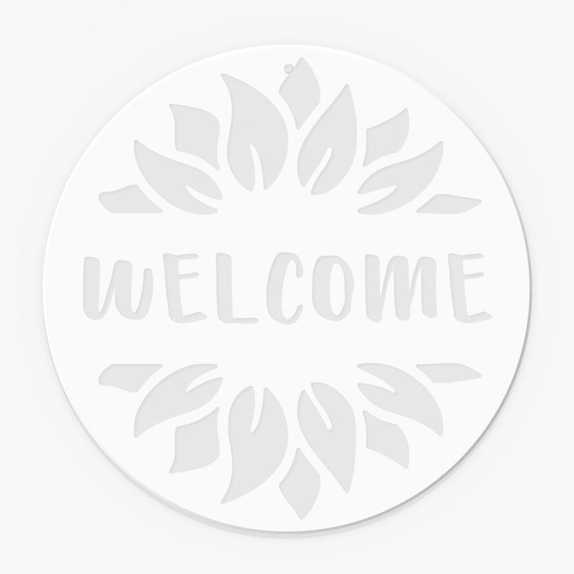 Quadro in vetro acrilico, quadro da appendere Welcome - rotondo