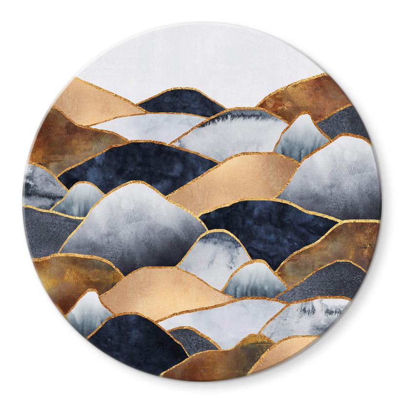 Tableau sur verre Fredriksson - Collines d'or - Rond