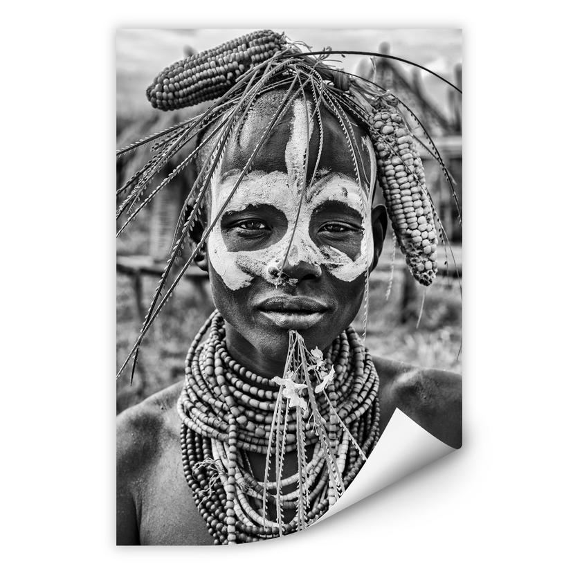 Zelfklevende Poster Kuesta - Portet van een Ethiopische Stam
