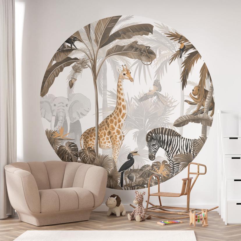 Tapet cirkel Kikki Belle - Jungle Jive - vliesetapet/selvklæbende non-woven tapet