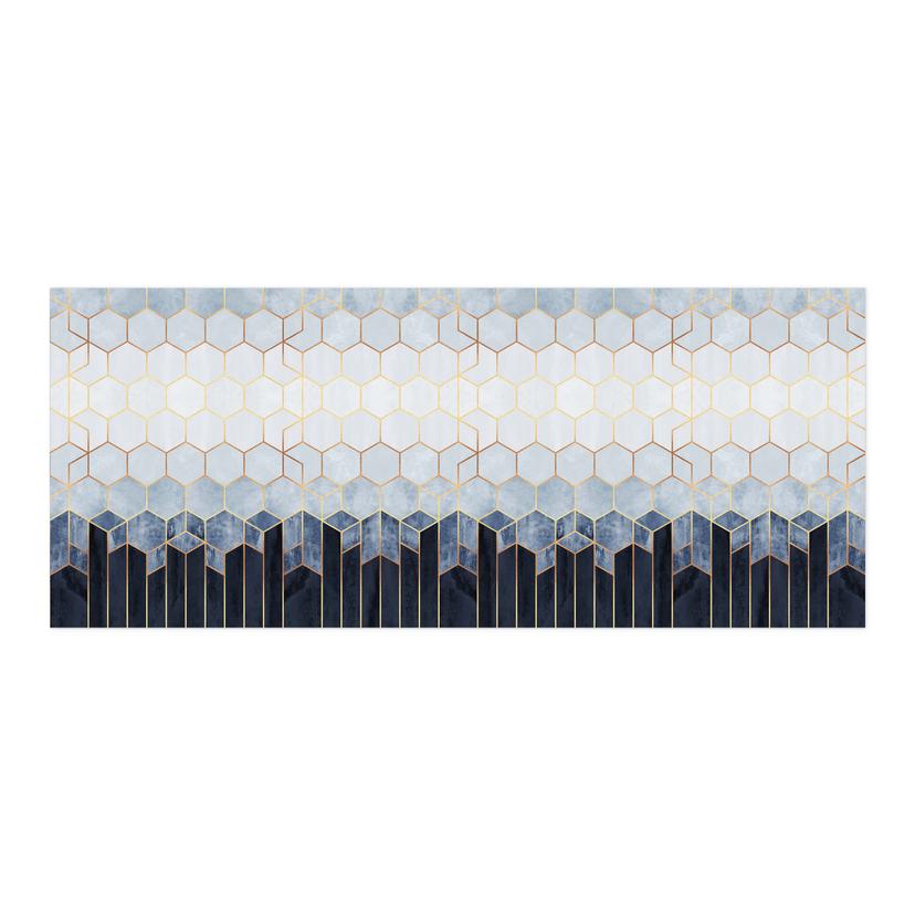 Selbstklebende Küchenrückwand Fredriksson - Hexagone: Blau und Weiß