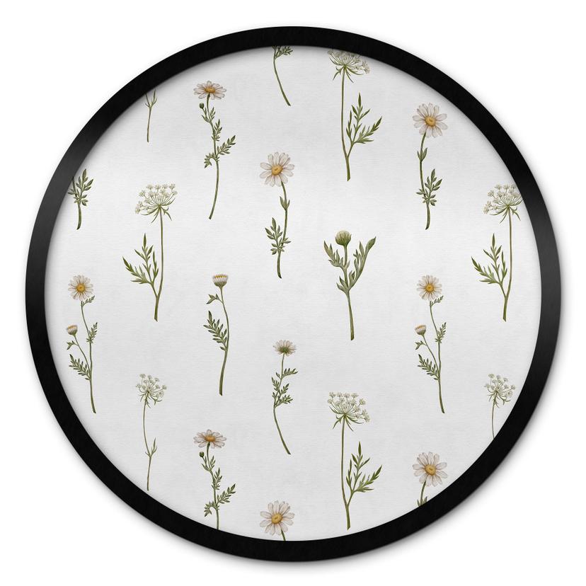 Plakat med eng-romantik og markblomster - Kikki Belle - Round