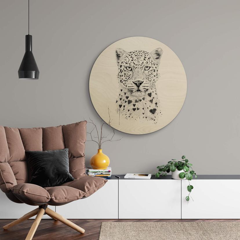 Stampa su legno Solti - Leopardo - tondo