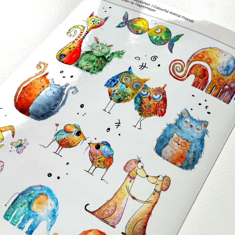 Sticker Couple d'animaux colorés - Hagenmeyer