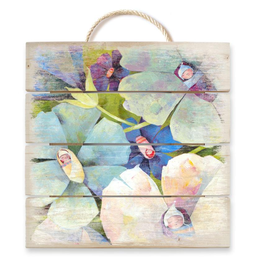 Holzbild Blanz - Blütenbabies - 40x41,5 cm