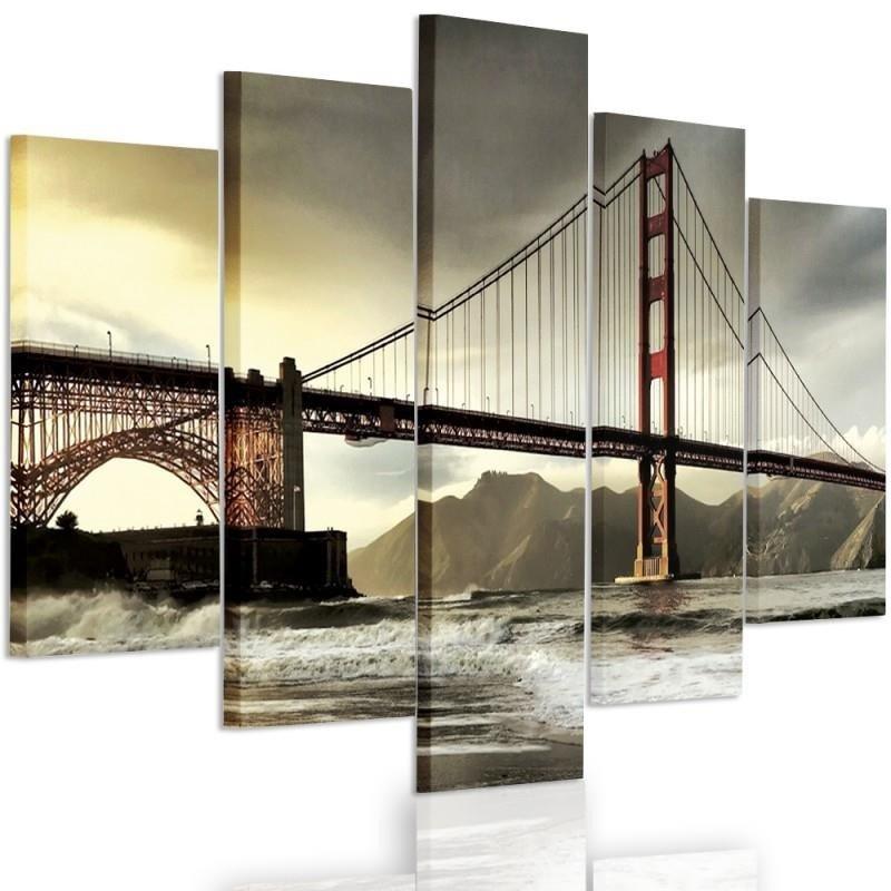 Lærredstryk 5 styk, Golden Gate Bridge