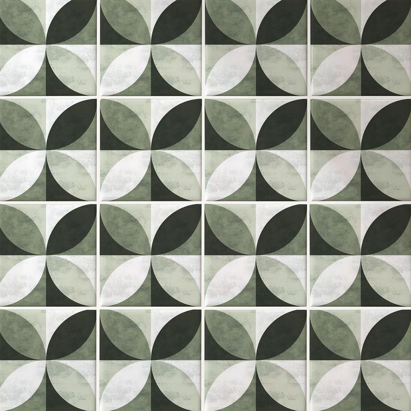 Azulejos Adhesivos Flor Abstracto - verde - lote de 12