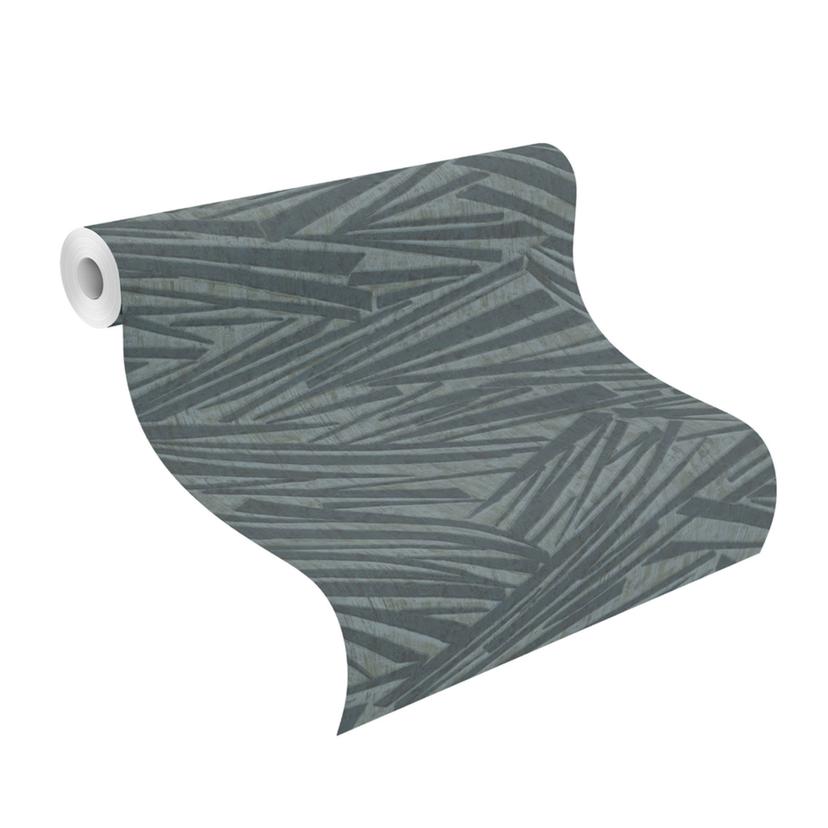 Stribet tapet, non-woven tapet Sky Lounge metallic grøn 10.00x1.06 m
