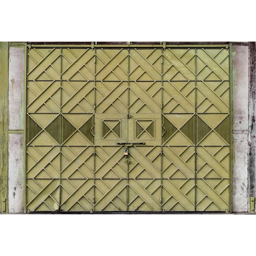 Fotomural Geometrico Vintage - Diseño cuadriculado verde oliva