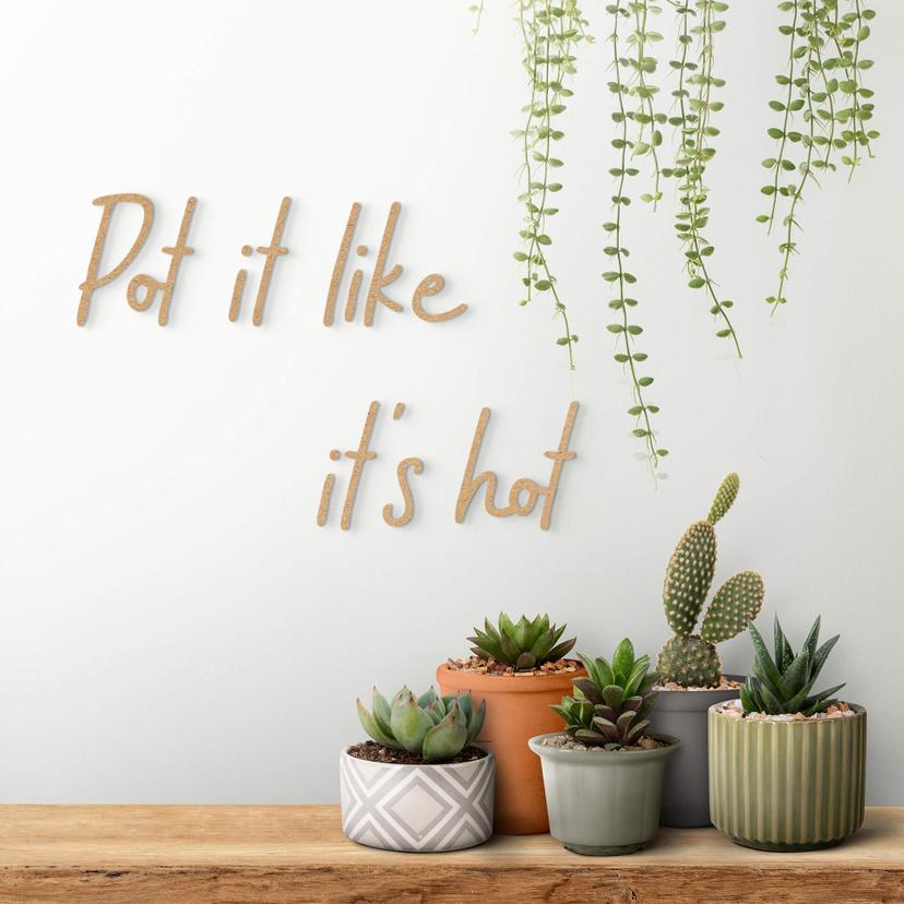 MDF letras decorativas 3D lettering Pot it like it's hot - naturaleza