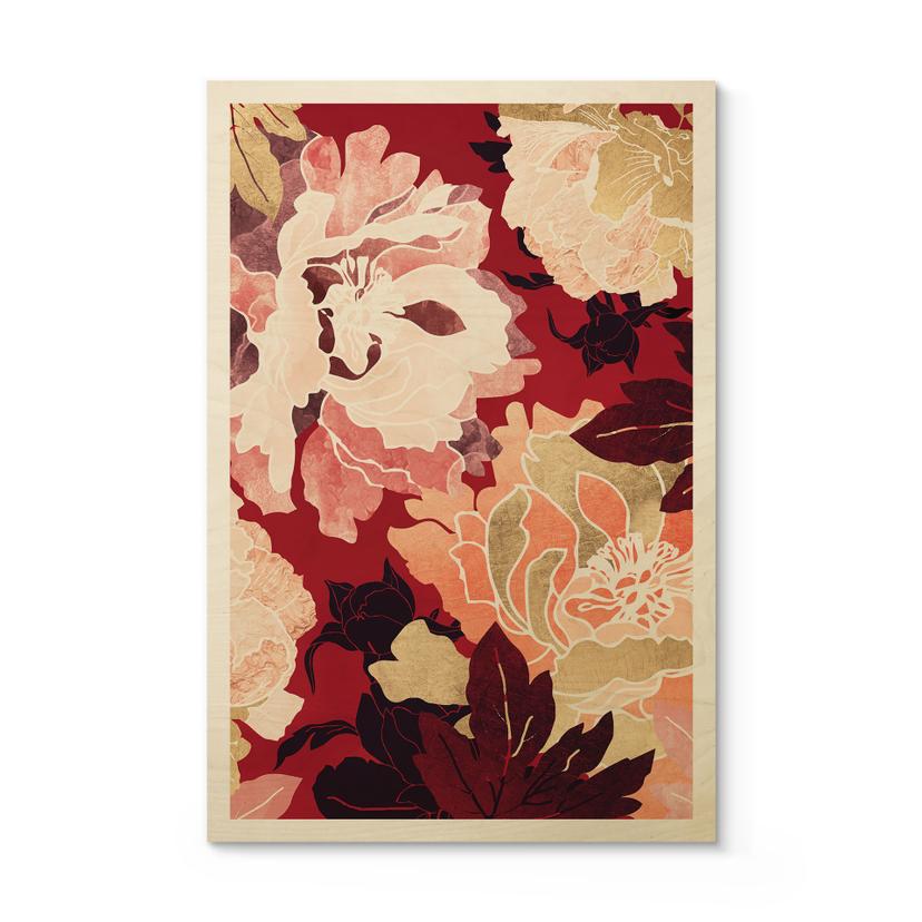Träposter av pioner med blommor av stor storlek - SpaceFrog Designs