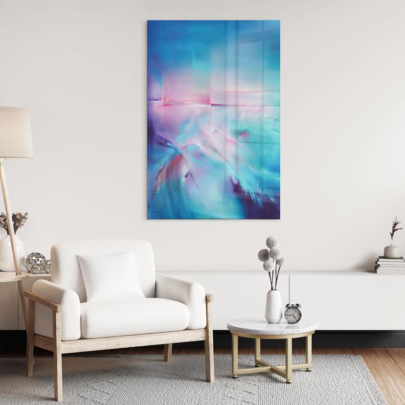 Tableau en verre acrylique aurore boréale en turquoise et violet - Schmucker