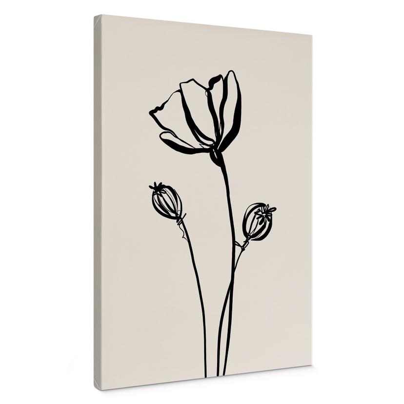 Canvasbillede Line Art Poppy - Cats & Dotz