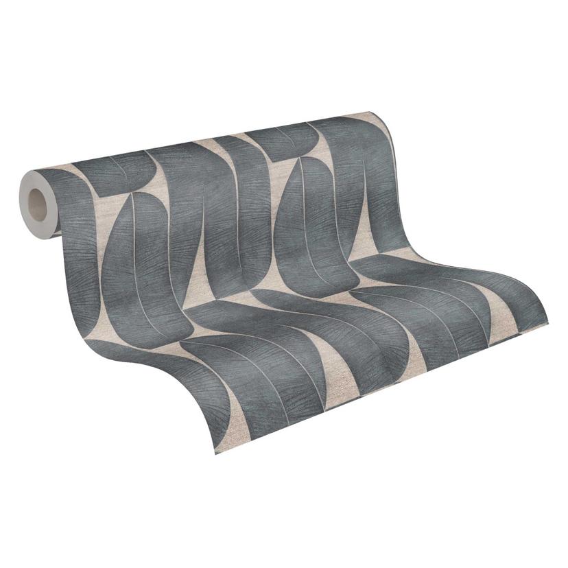 Carta da parati di design in tessuto non tessuto con motivo a foglie in grigio scuro - carta da para