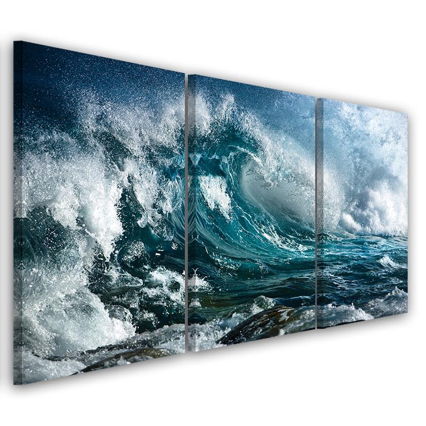 3 stykke lærredstryk, Sea Ocean Waves