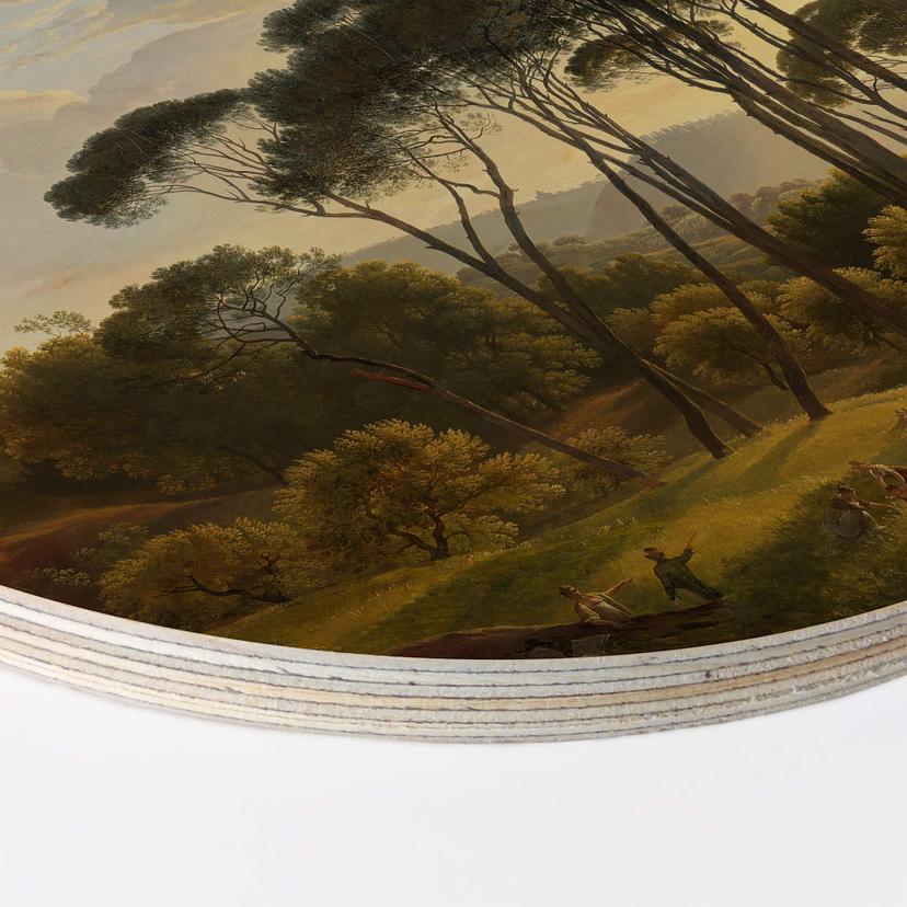 Holzbild Voogd - Italienische Landschaft mit Schirmkiefern - Rund