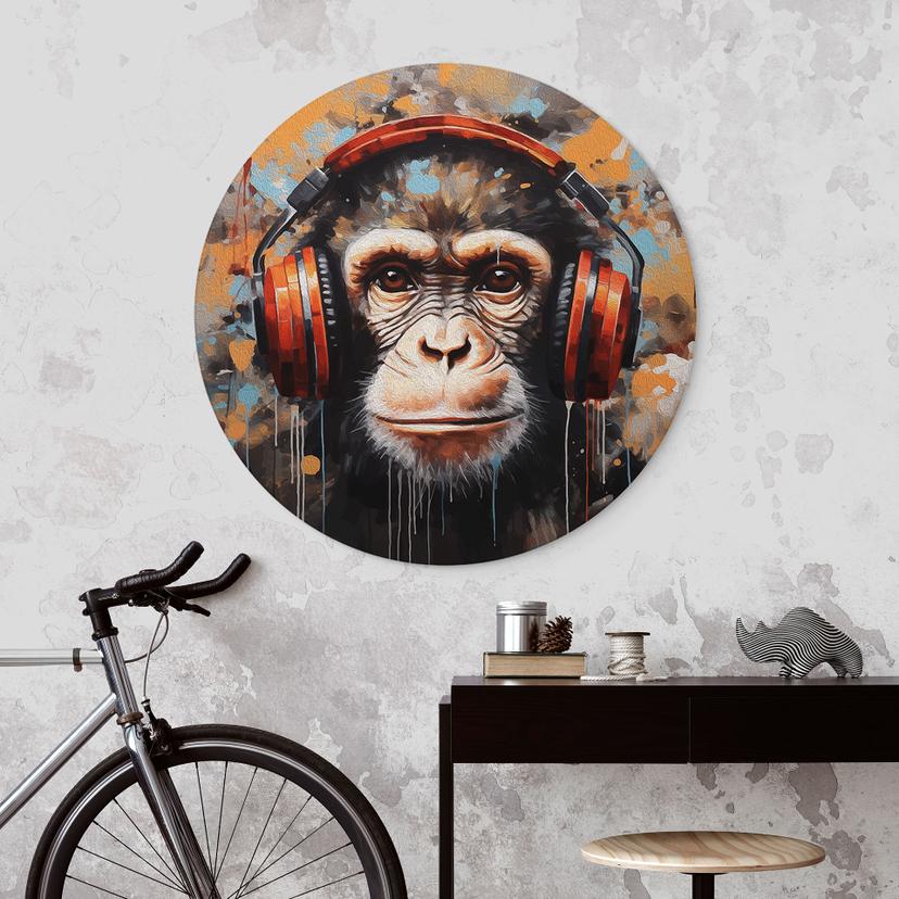 Decorazione murale in Dibond Scimmia DJ con cuffie - Magnusson