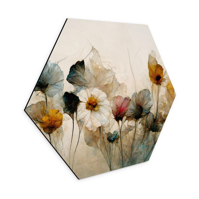 Hexagon Dibond Buket af tørrede blomster - Treechild