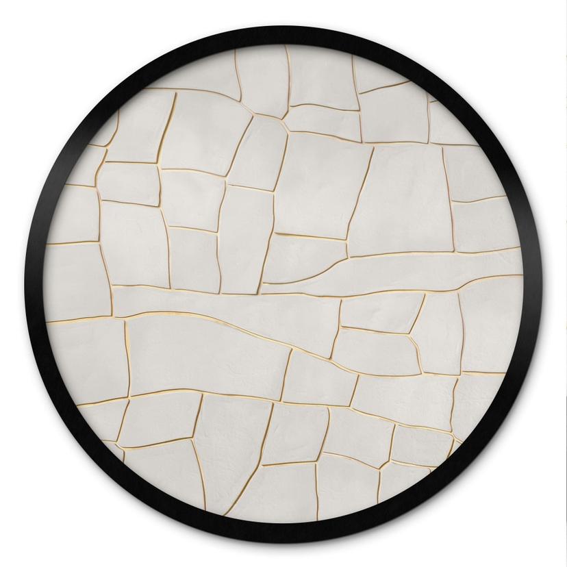 Plakat Abstrakt krakeleret mønster i beige - Alma - Rund