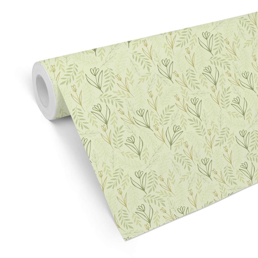 Papier peint à motifs Graphic Flowers - champ de fleurs vert