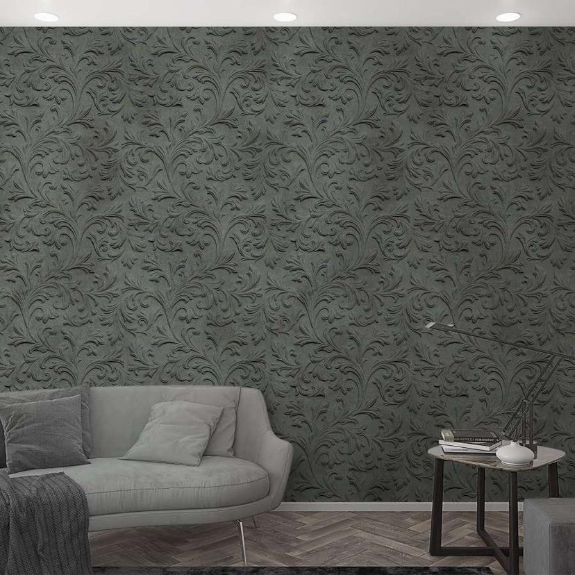 Damask mønstret fototapet antracit,Ornamental 2.70 x 1.59 m