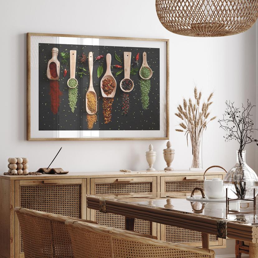 Poster Erbe e spezie su un cucchiaio di legno - Dingemans