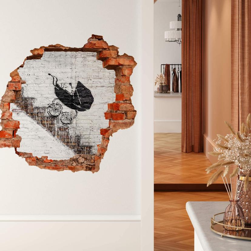 3D - Wallsticker Banksy - Baby Carriage