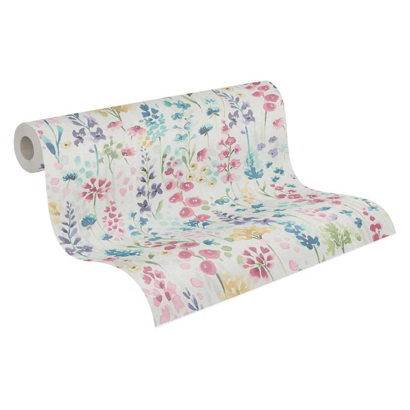 Papel pintado floral colorido acuarela - papel pintado de muestra colores pastel - papel pintado tej