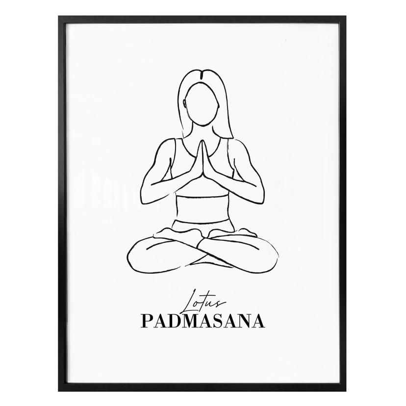 Plakat - Yoga Lotus - Line Art