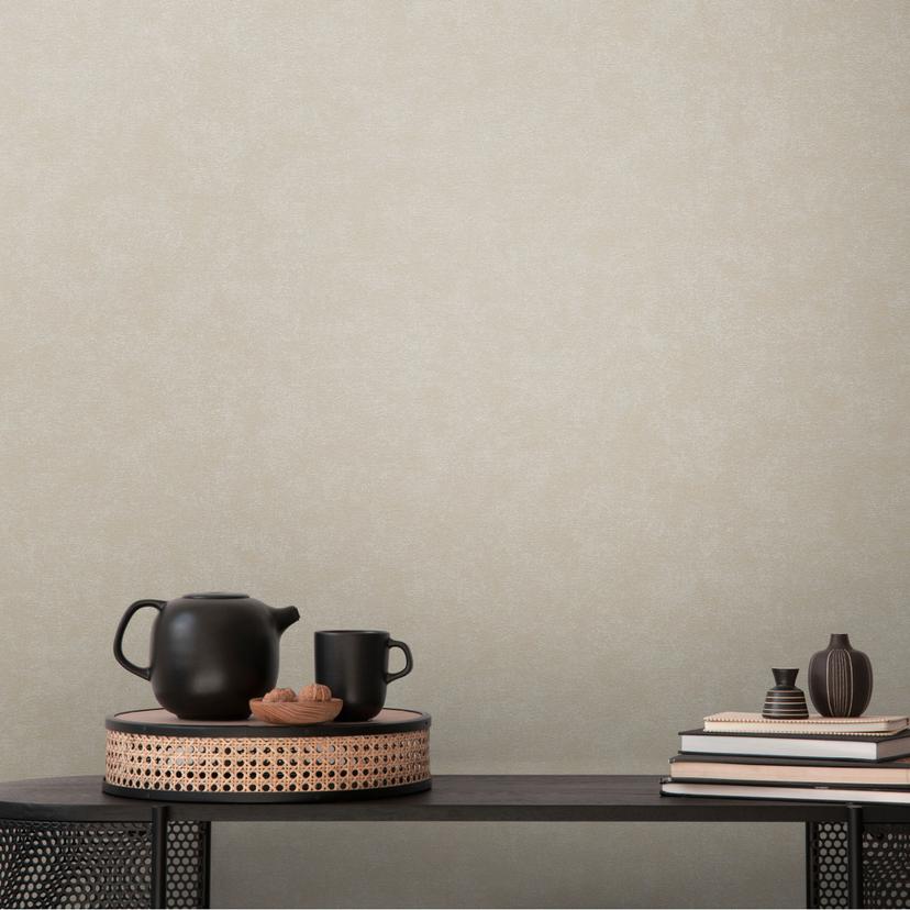 ensfarvet tapet grå beige - monokromt moderne tapet til køkkener