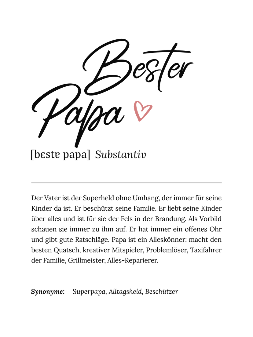 Personalisiertes Poster Definition - Bester Papa