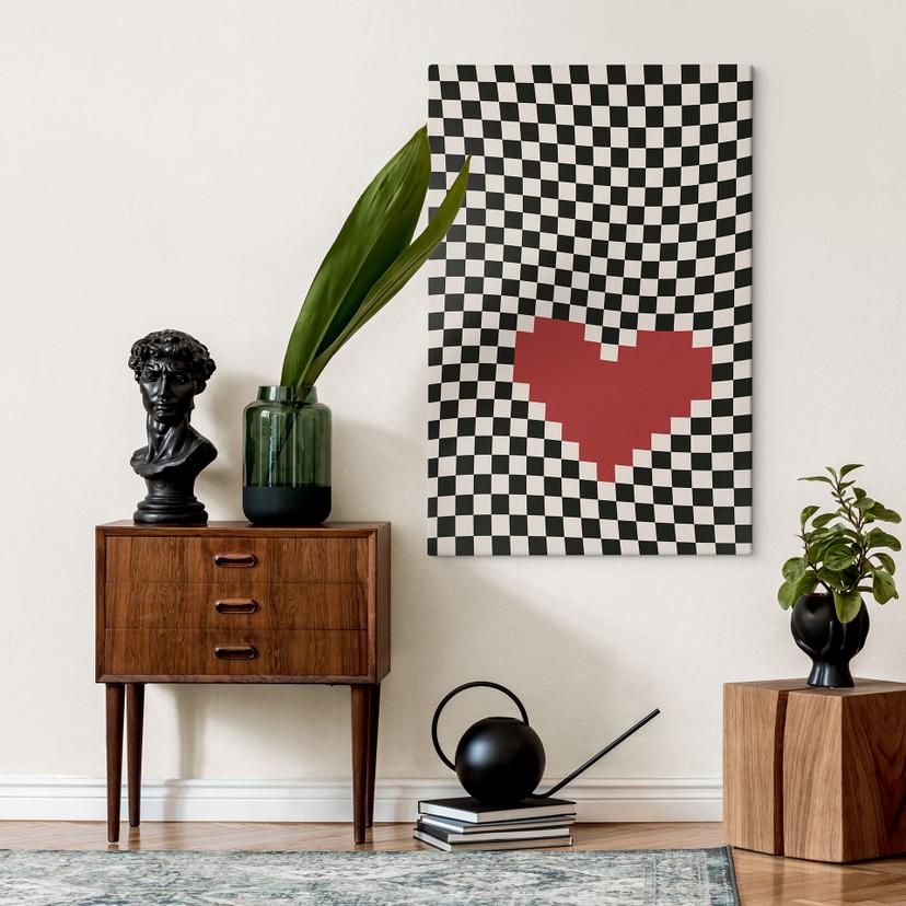 Stampa su tela Illusione ottica: cuore in stile pixel - Kerr-Dineen