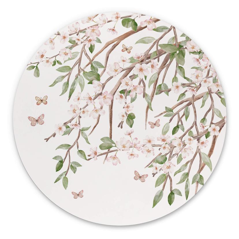 Tableau sur alu-Dibond rond Sir Edward - Blossom Magic au printemps