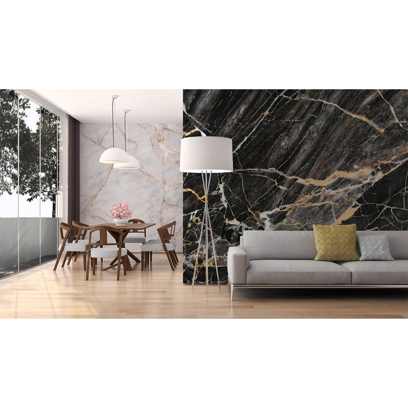 Non-woven tapet BlackGoldMarmor stenoptik fototapet Designwalls i sort og hvid